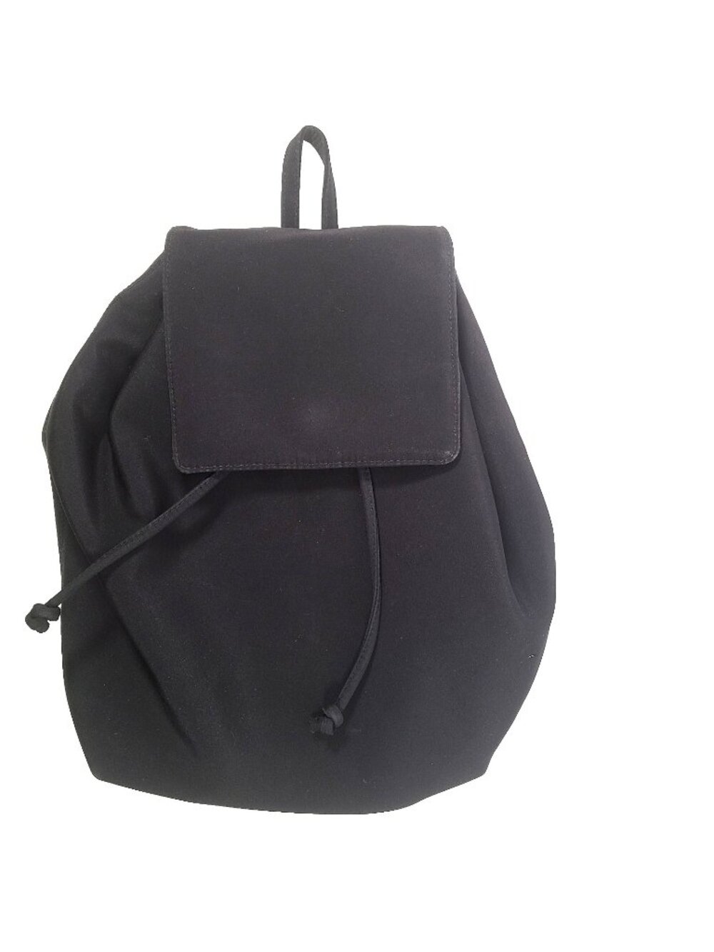 111 State Drawstring Backpack Black Nylon Bag Purse Minimalist